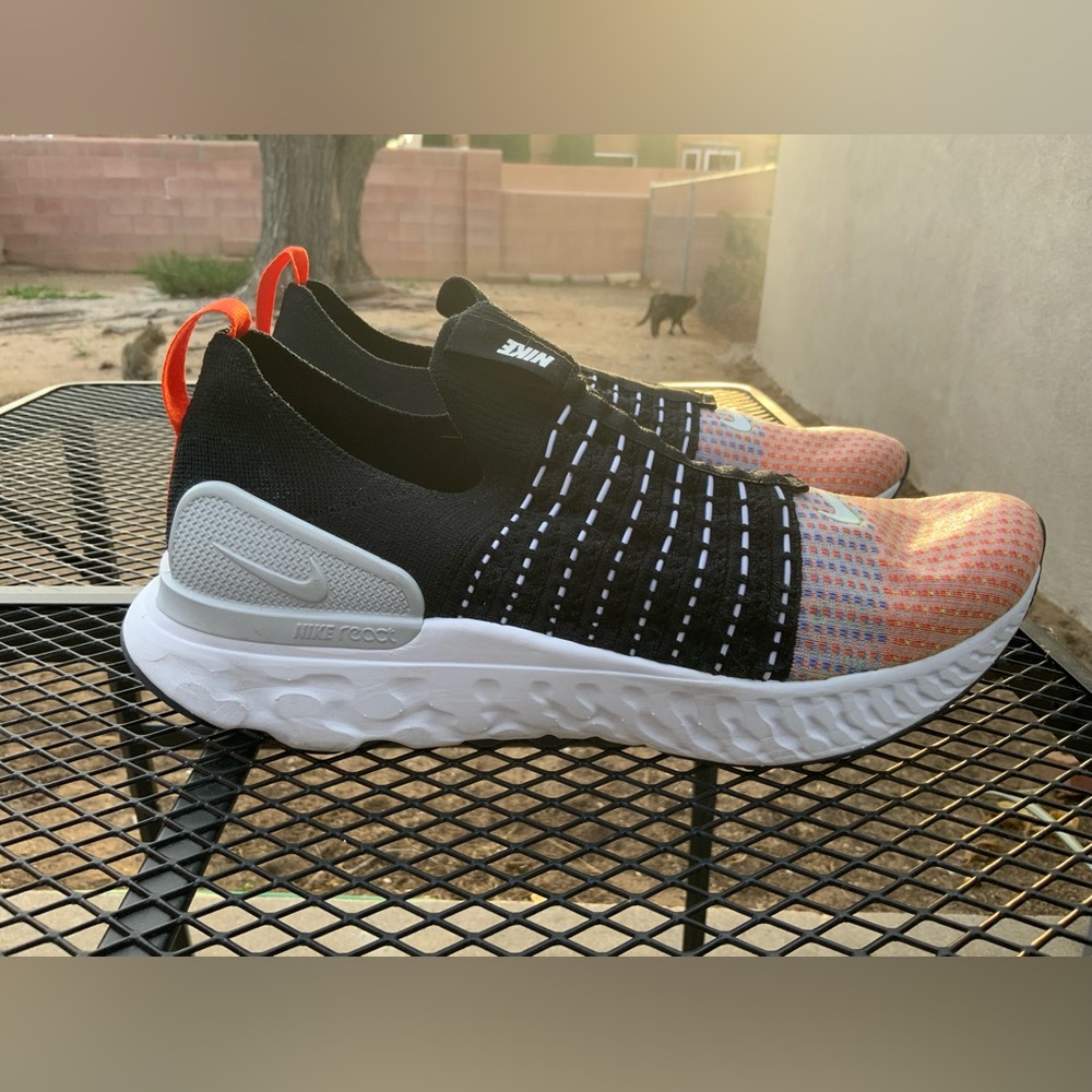 Nike Phantom Run Flyknit 2 Black and Orange Knit Slip-Ons